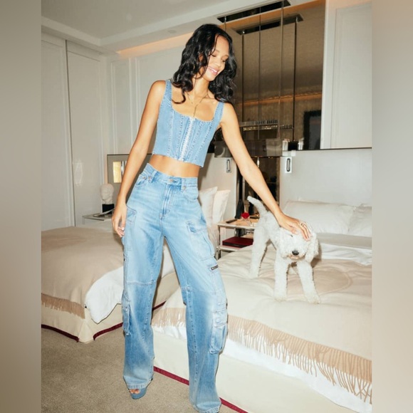 Alice + Olivia Denim - Alice + Olivia baggy denim cargo pants size 32 $395 retail